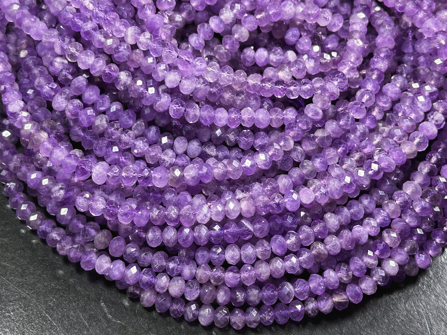 Natural Amethyst Gemstone Bead Faceted 3x5mm Rondelle Shape, Beautiful Natural Purple Amethyst Gemstone Bead Great Quality Full 15.5" Strand