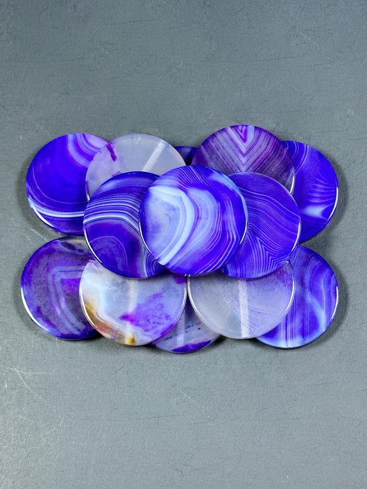 NATURAL Botswana Agate Gemstone Bead 25mm 30mm Coin Shape Beads, Gorgeous Purple Color Botswana Agate Gemstone Beads, LOOSE Gemstone Beads