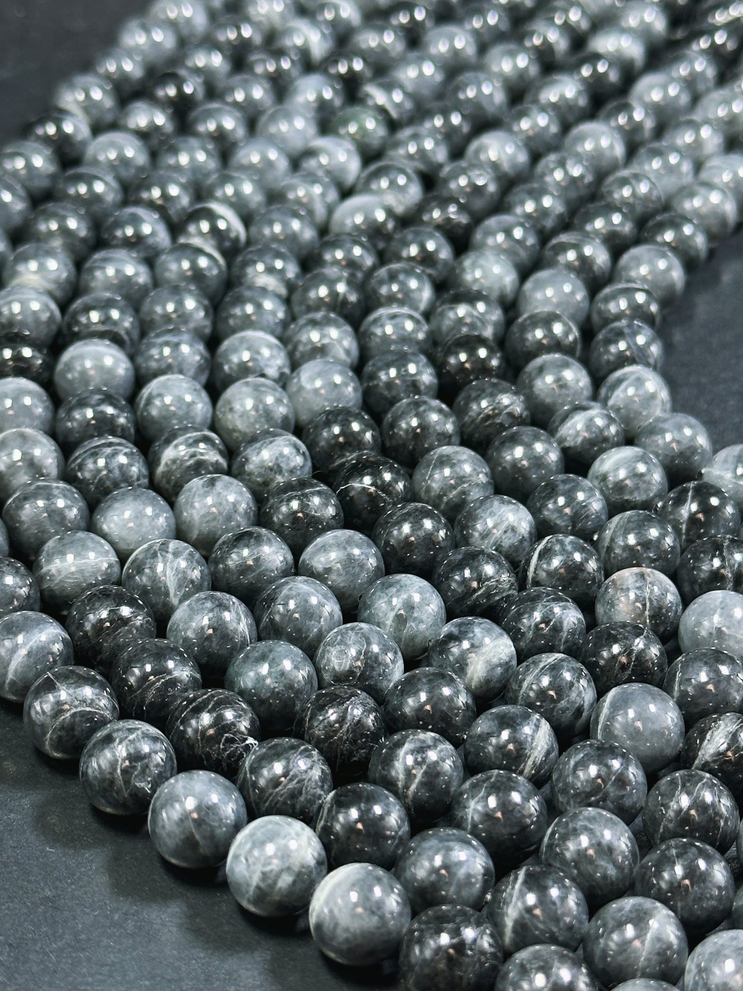 Natural Black Jasper Gemstone Bead 10mm Round Beads, Beautiful Black Dark Gray Color Jasper Gemstone Beads, Great Quality Full Strand 15.5"