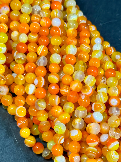 NATURAL Botswana Agate Gemstone Bead Smooth 6mm 8mm 10mm 12mm Round Beads, Beautiful Orange Color Botswana Gemstone Bead Full Strand 15.5"