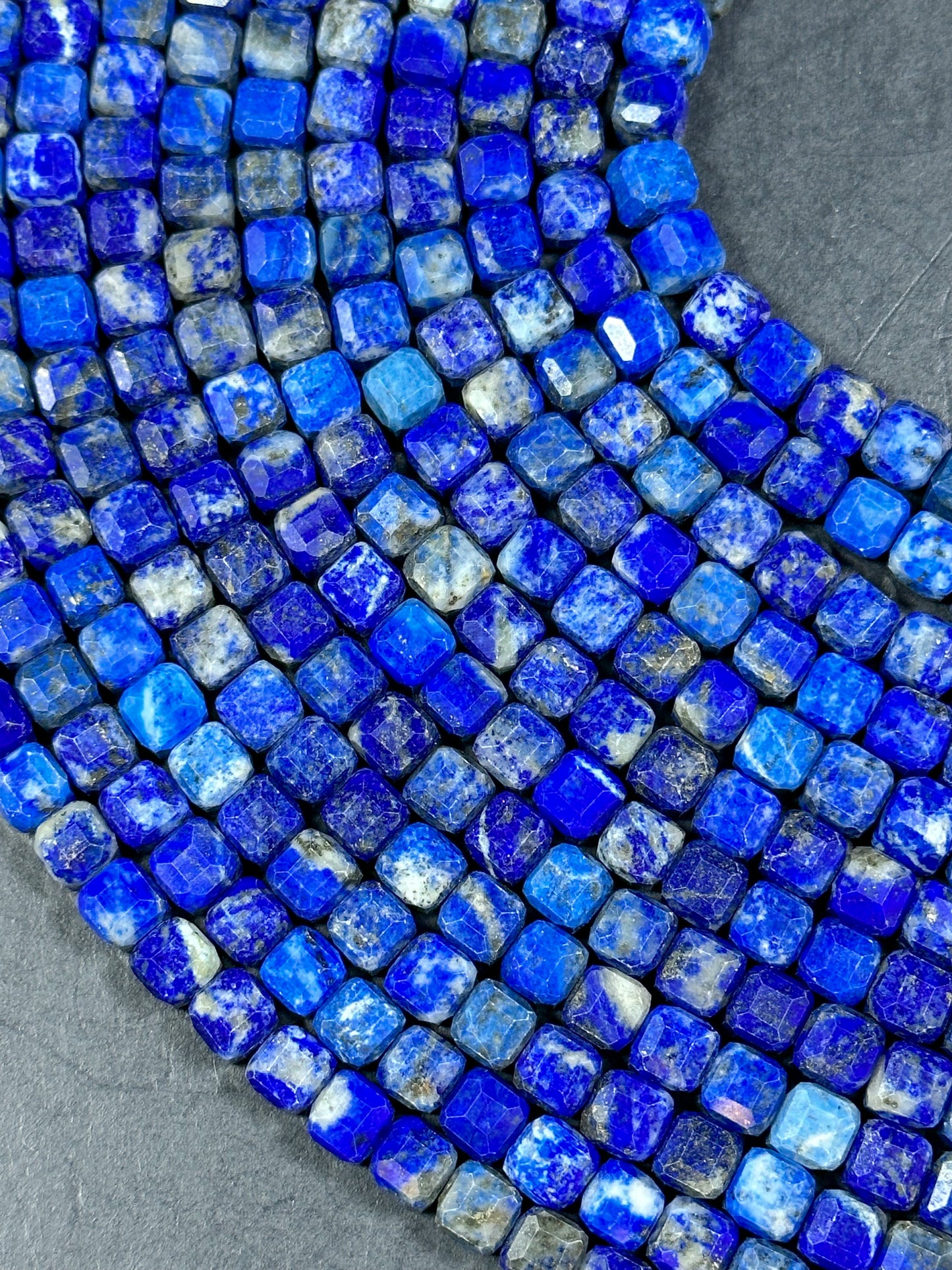 NATURAL Lapis Lazuli Gemstone Bead, Faceted 6mm Cube Shape Beads. Beautiful Natural Blue Color Lapis Lazuli Gemstone Beads Full Strand 15.5"