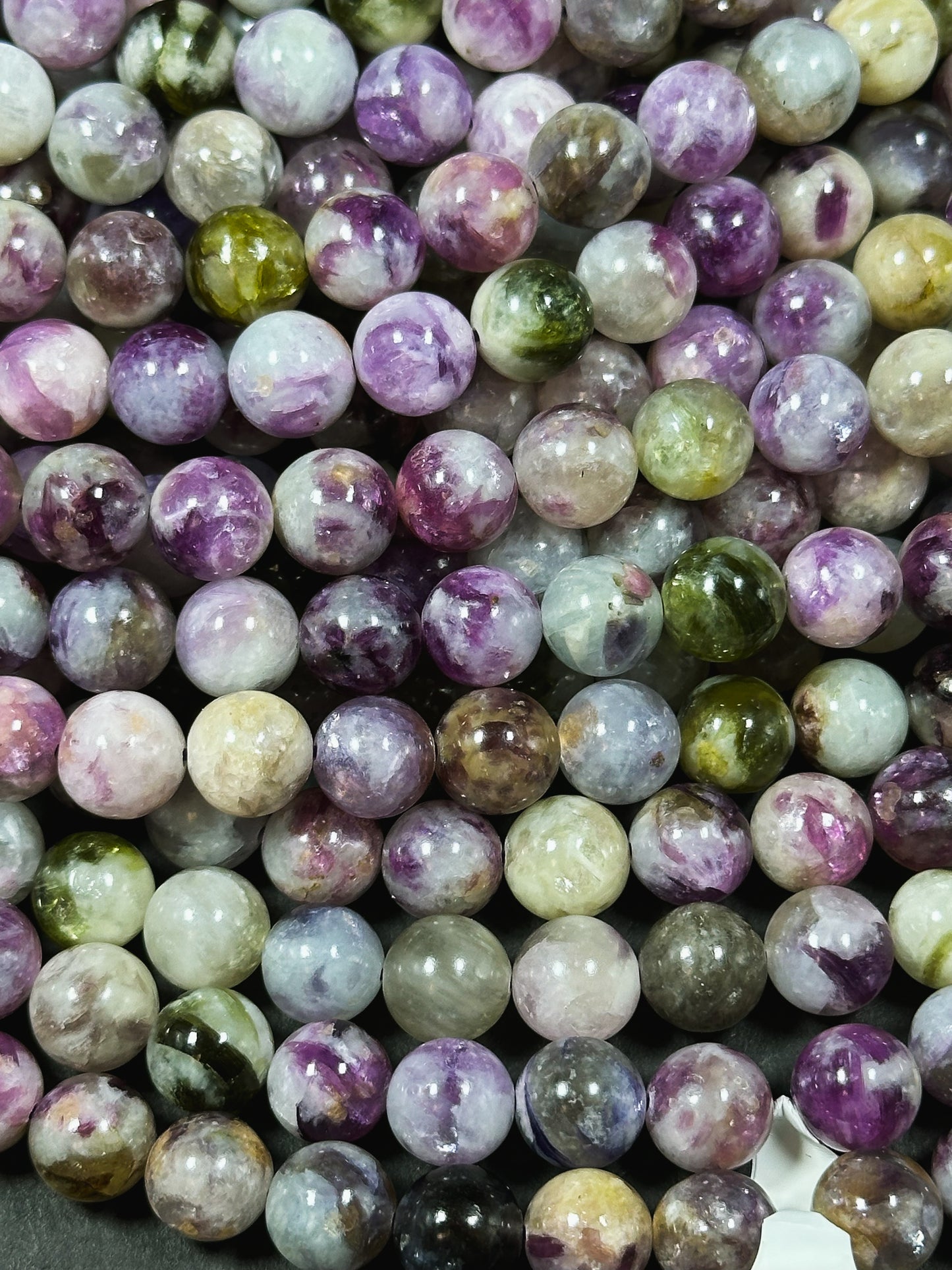 AA Natural Purple Mica Emerald Gemstone Bead 8mm 10mm Round Beads, Beautiful Natural Purple Green Gray Mica Emerald Stone Beads 15.5" Strand