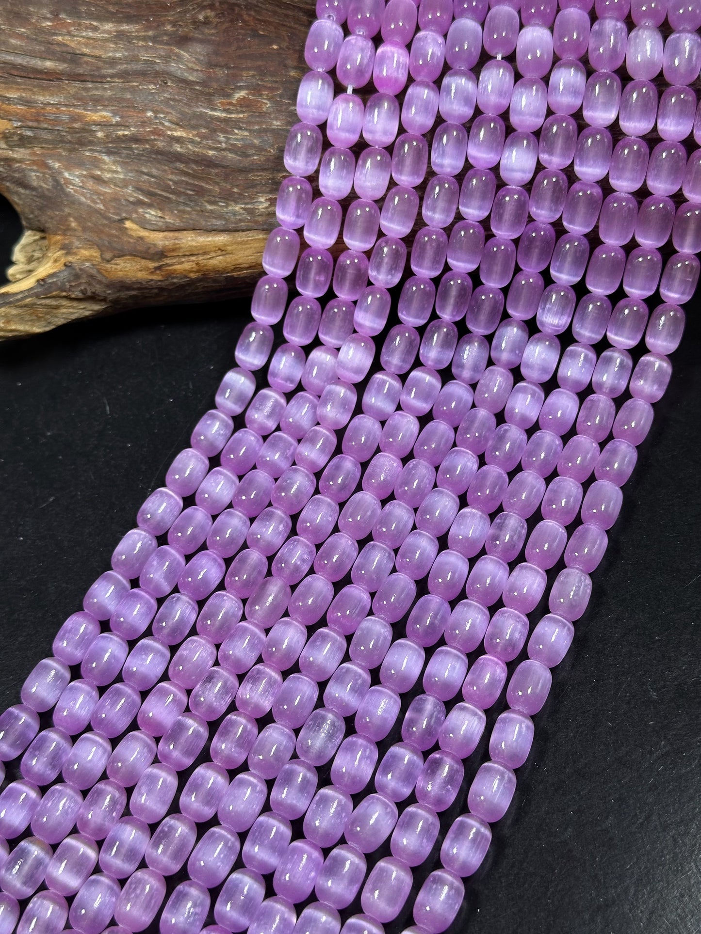 Natural Purple Selenite Gemstone Bead 12x8mm Tube Shape, Beautiful Lavender Purple Color Selenite Beads, Great Quality Full Strand 15.5"