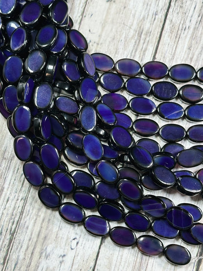 Natural Purple Agate Gemstone Bead 14x10mm Oval Shape, Beautiful Dark Purple Color Smooth Agate Gemstone Beads Full Strand 15.5"