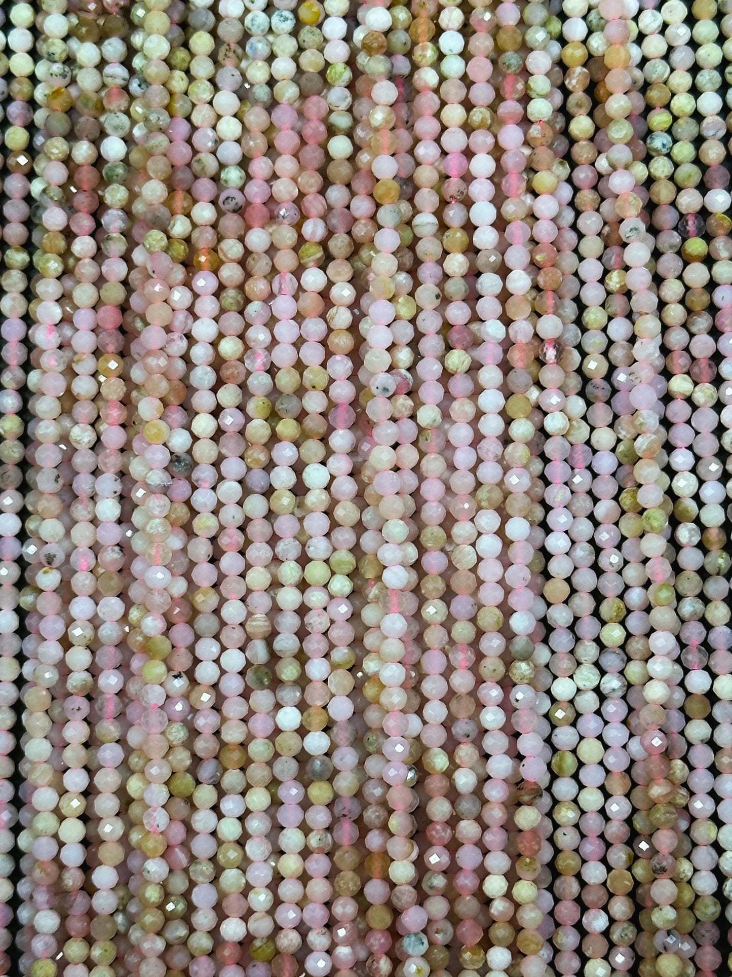 Natural Pink Opal Gemstone Bead Faceted 3mm Round Beads, Beautiful Natural Pink Beige Color Opal Gemstone Excellent Quality Full Strand 15.5