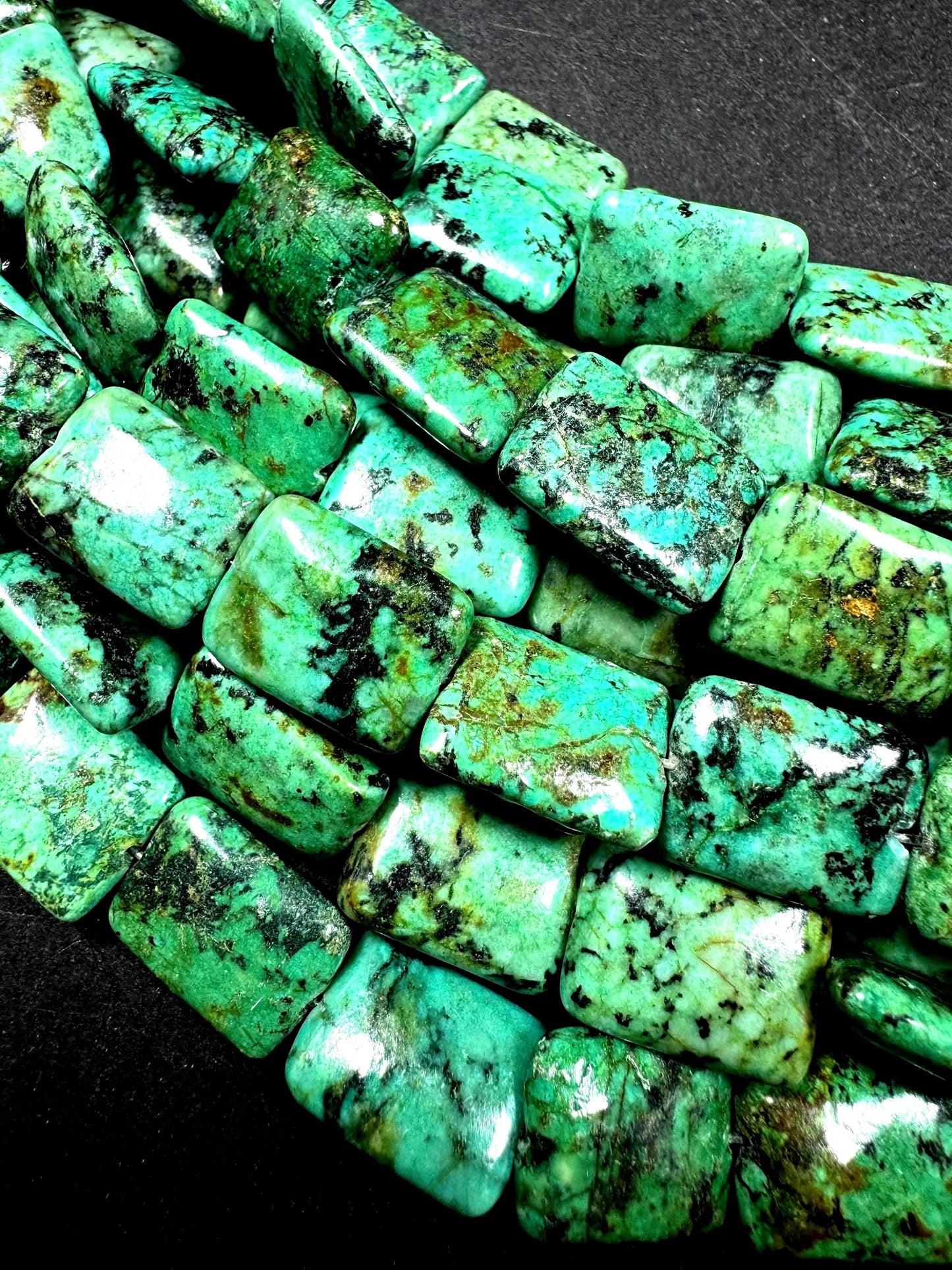 AAA Natural Africa turquoise gemstone bead. Rectangle shape Africa turquoise beads . beautiful Natural color .full strand 15.5”