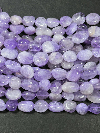 Natural Amethyst Gemstone Beads Freeform Pebble Shape Bead, Beautiful Natural Lavender Purple Color Amethyst Gemstone Bead Full Strand 15.5"