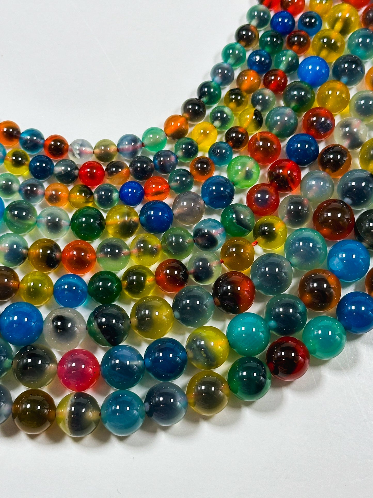 Natural Rainbow Sugar Heart Candy Agate Gemstone Beads 6mm 8mm 10mm Round Beads, Beautiful Multicolor Rainbow Agate Gemstone Beads Full 15.5" Strand