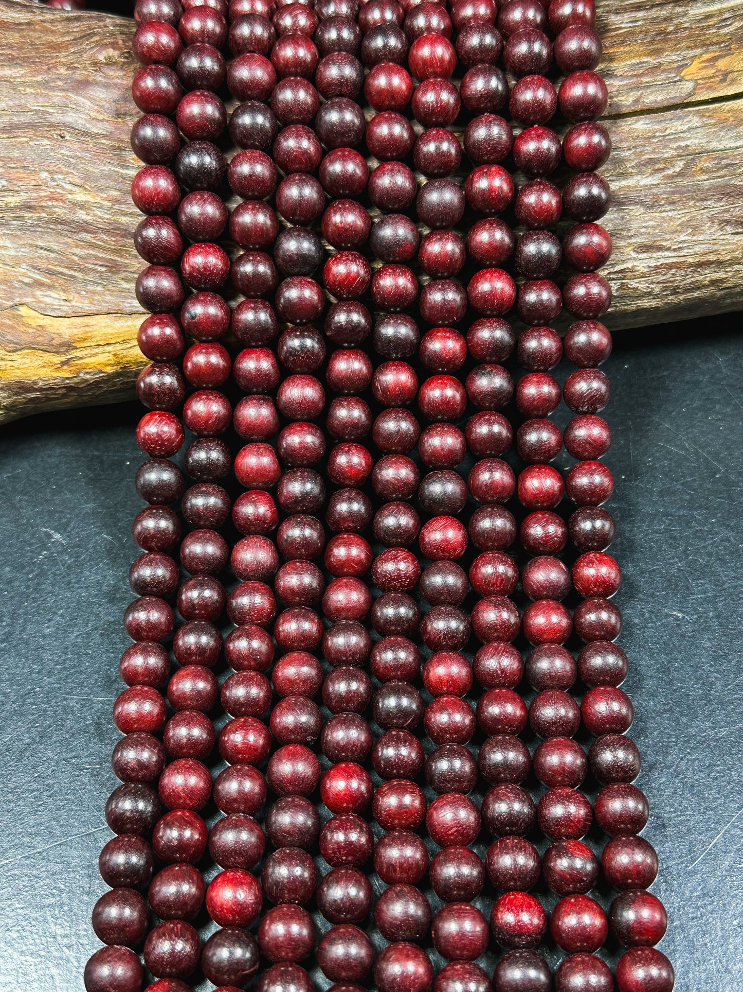 Natural Red Rosewood Beads 8mm 10mm Round Beads, Natural Mahogany Dark Red Aromatic Wood Meditation Prayer Mala Beads Full Strand 15.5"