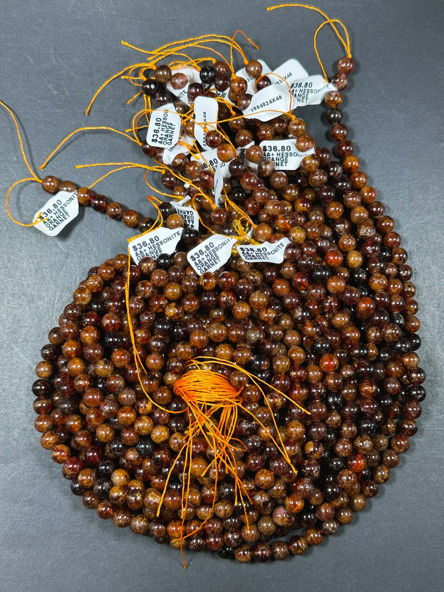 AA+ Natural Hessonite Orange Garnet Gemstone Bead 4mm 6mm 8mm Round Bead, Beautiful Natural Orange Brown Color Garnet Bead Full Strand 15.5"