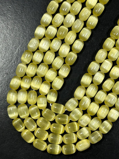 Natural Yellow Selenite Gemstone Bead 12x8mm Tube Shape Bead, Beautiful Yellow Color Selenite Gemstone Bead, Great Quality Full Strand 15.5"