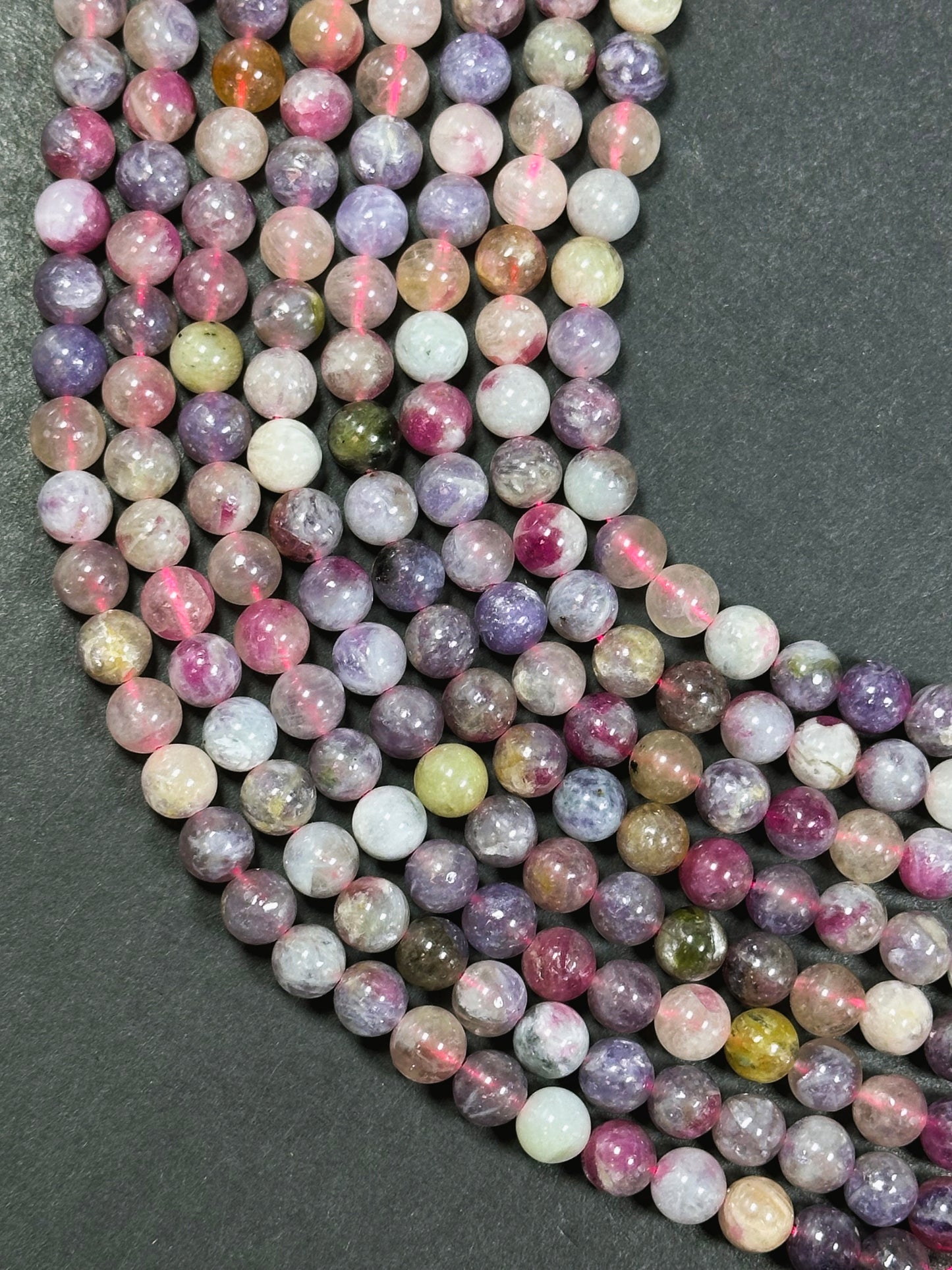 Natural Purple Tourmaline Gemstone Bead 6mm 8mm 10mm Round Beads, Beautiful Purple Pink Color Tourmaline Gemstone Beads Full Strand 15.5"