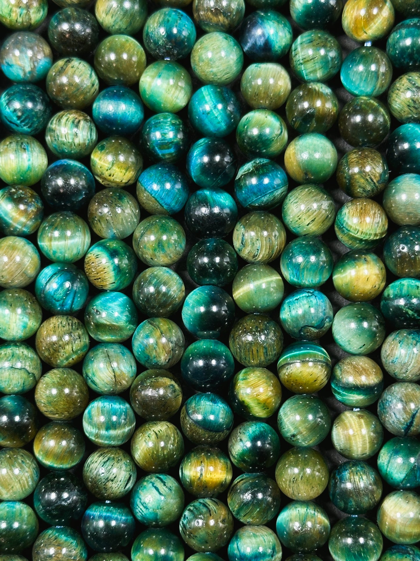 Beautiful Teal Honey Tiger Eye Gemstone 8mm Round Beads, Gorgeous Turquoise Blue Teal Honey Yellow Color Tiger Eye Gemstone Beads 15.5"