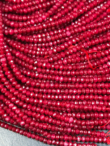 Natural Red Jade Gemstone Bead Faceted 3mm Bead, Gorgeous Natural Red Color Jade Bead Excellent Quality Full Strand 15.5"