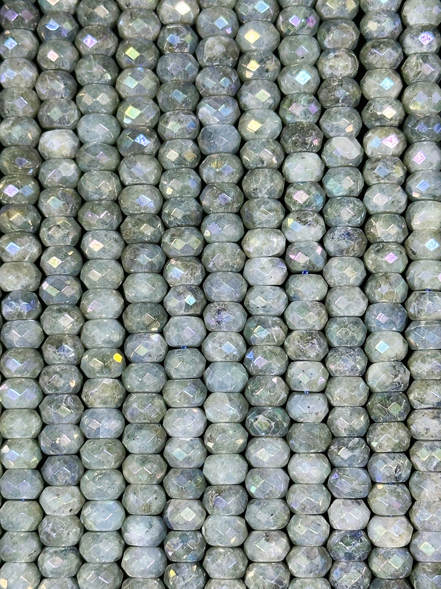 Mystic Natural Labradorite Gemstone Bead Faceted 8x5mm Rondelle Shape, Gorgeous Natural Gray Rainbow Blue Flash Labradorite Full Strand 15.5