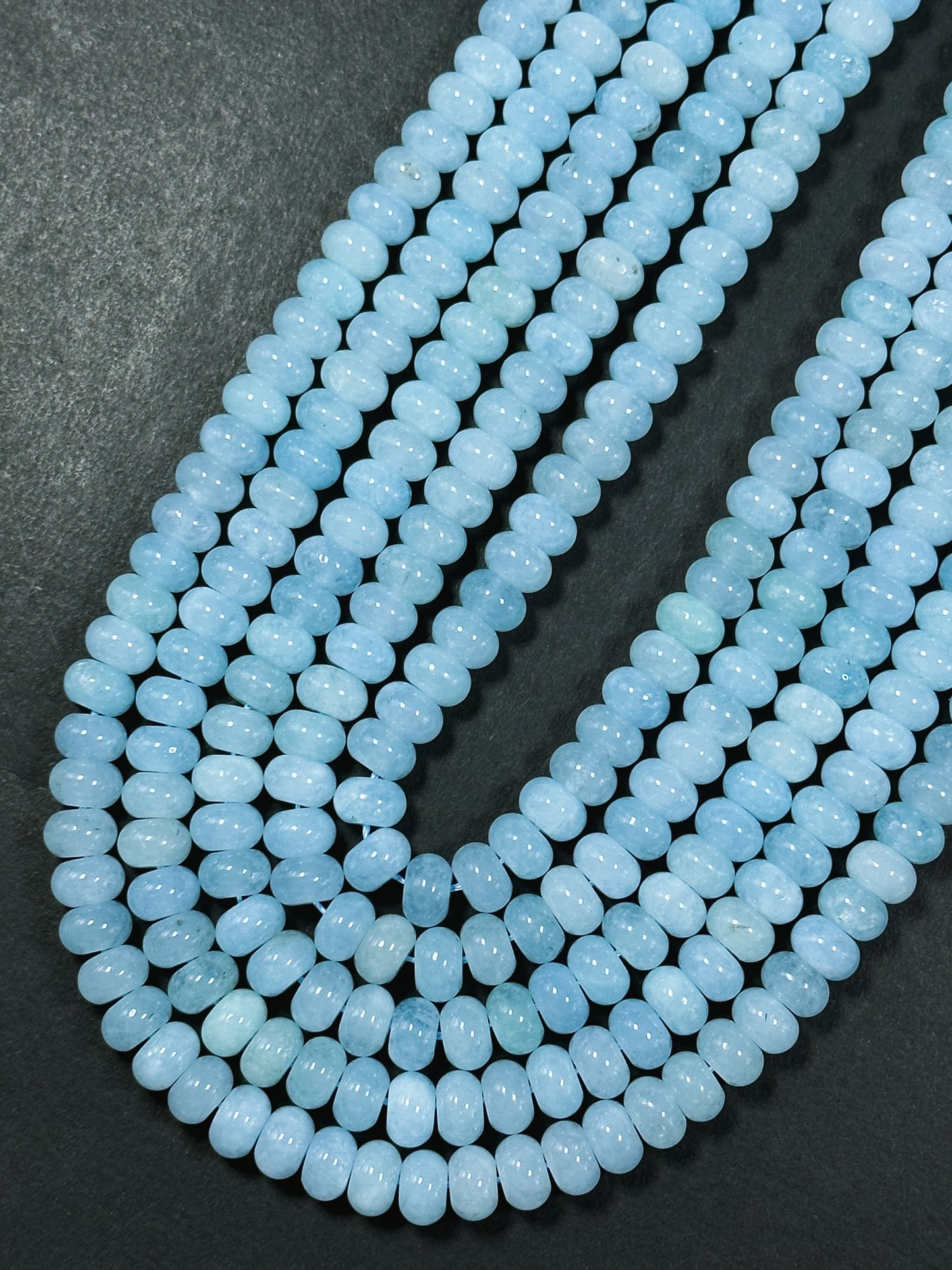 NATURAL Blue Jade Gemstone Bead 8x5mm Rondelle Shape Bead, Beautiful Blue Color Jade Gemstone Beads, Great Quality Bead Full Strand 15.5"