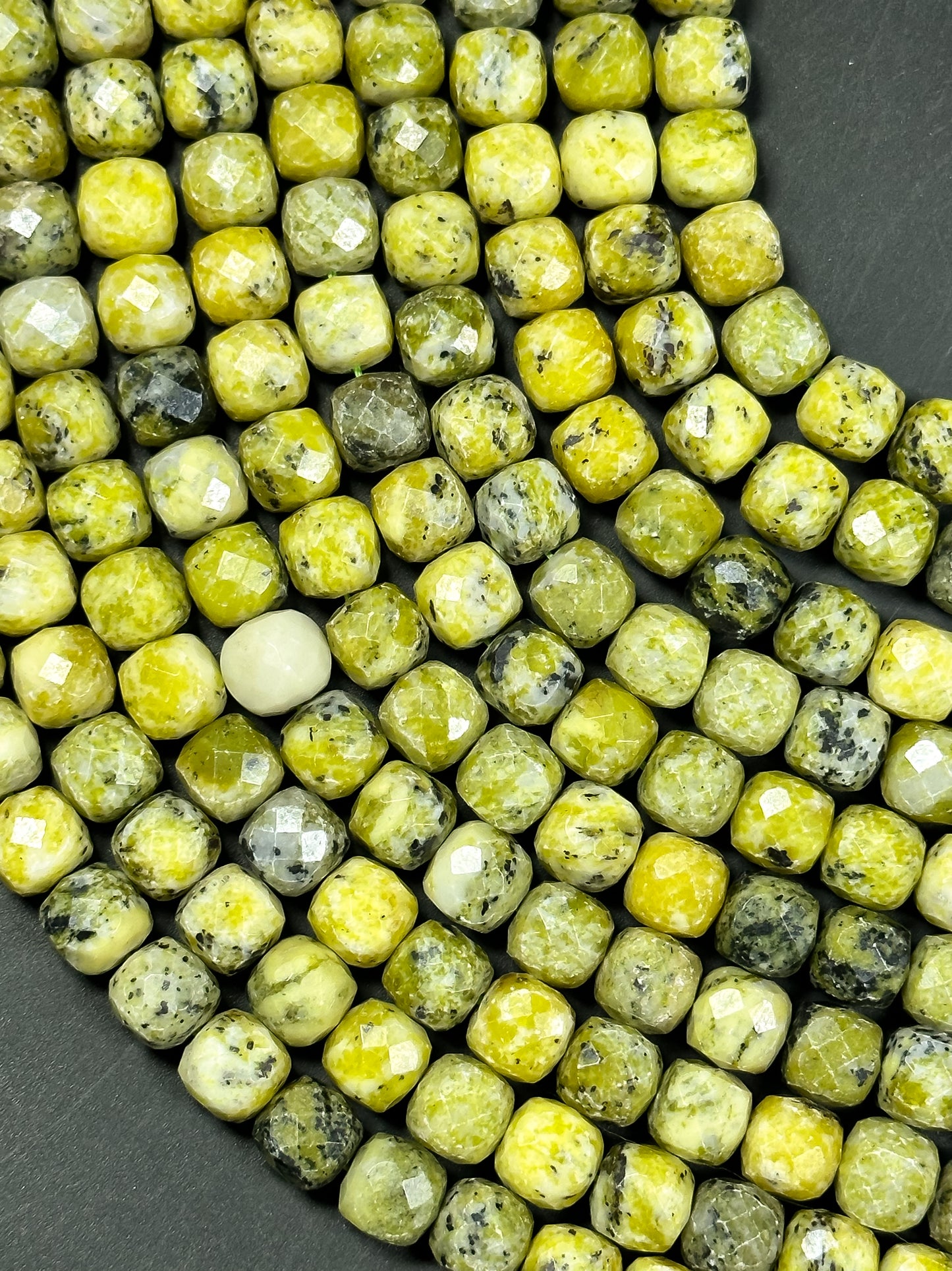 Natural Yellow Turquoise Gemstone Bead Faceted 9-10mm Cube Shape Bead, Beautiful Yellow Color Turquoise Gemstone Bead 15.5"