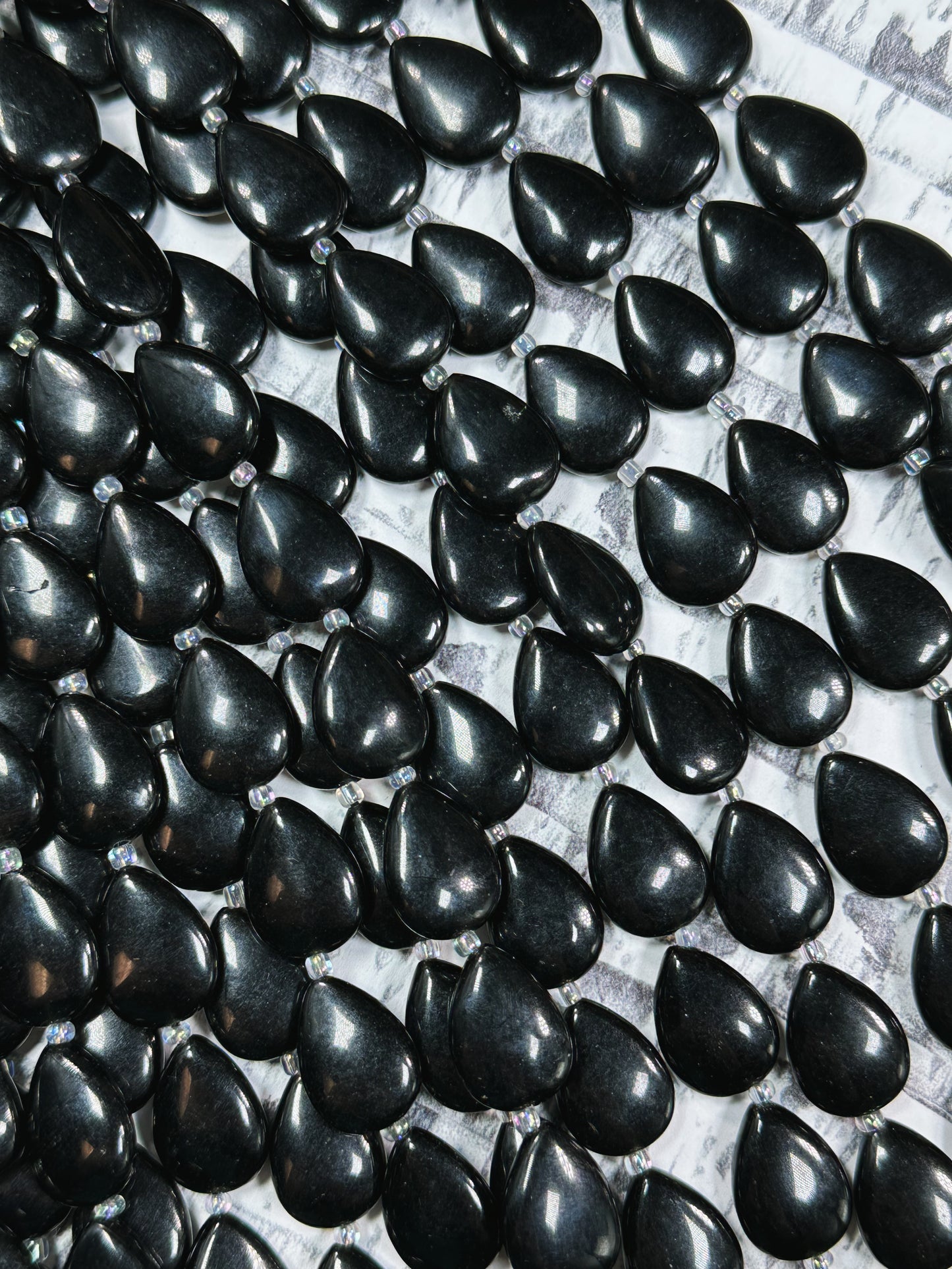 Natural Black Onyx Gemstone Bead 17x13mm Teardrop Shape Bead, Beautiful Natural Black Color Onyx Gemstone Beads, Full Strand 15.5"