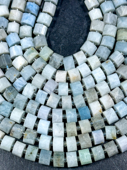 NATURAL Aquamarine Gemstone Bead 8x5mm Rondelle Shape Bead, Beautiful Blue White Color Aquamarine Gemstone Bead, Full Strand 15.5"