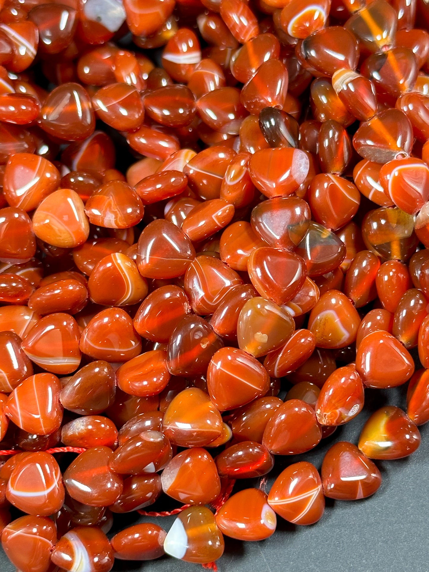 NATURAL Botswana Gemstone Bead 10mm Heart Shape Bead, Beautiful Red Orange Color Botswana Agate Gemstone Bead, Great Quality 15.5" Strand