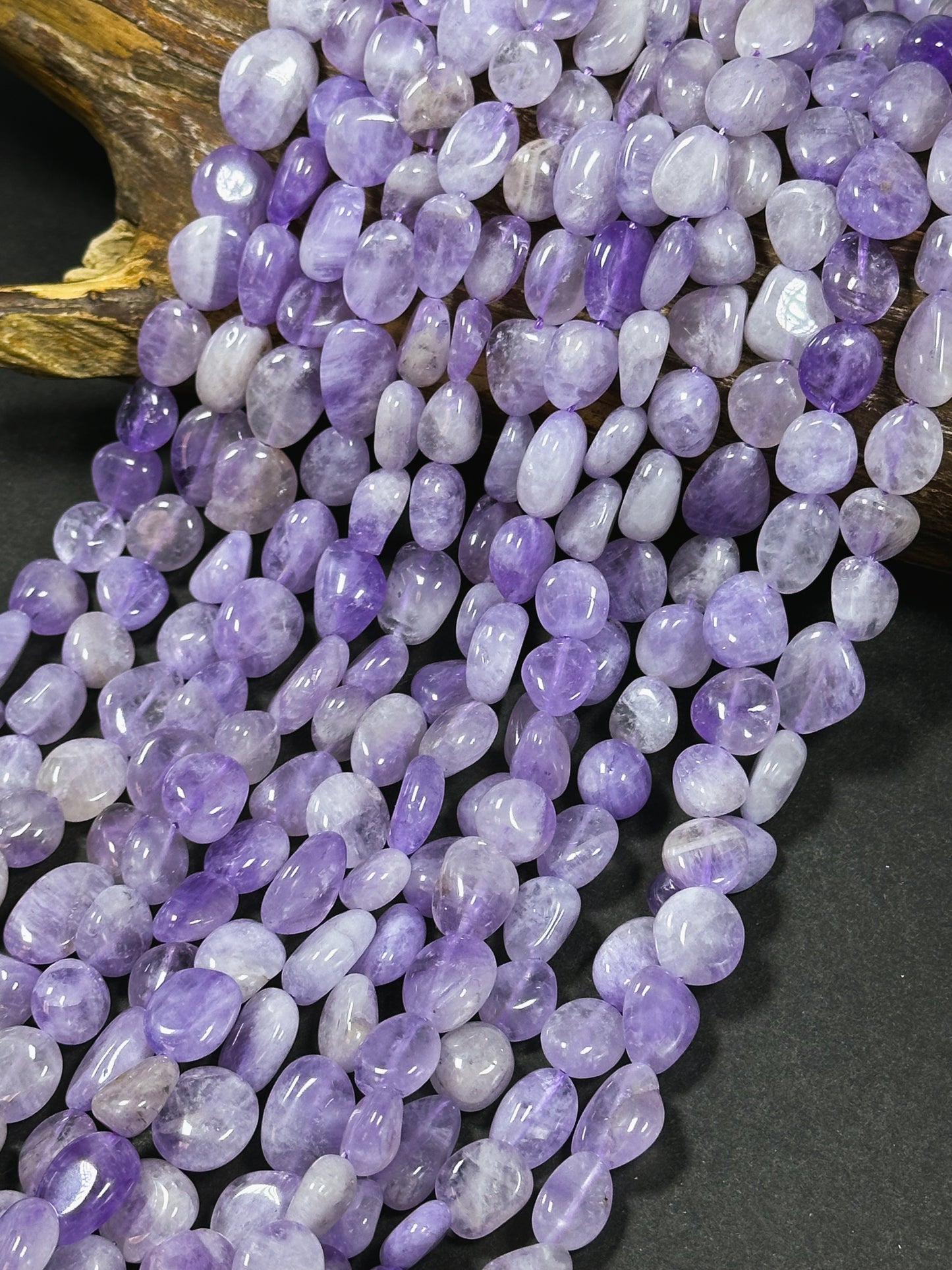 Natural Amethyst Gemstone Beads Freeform Pebble Shape Bead, Beautiful Natural Lavender Purple Color Amethyst Gemstone Bead Full Strand 15.5"