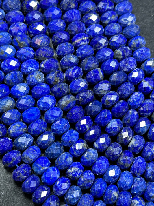 AAA Natural Lapis Lazuli Gemstone Bead Faceted 5x8mm Rondelle Shape, Gorgeous Natural Royal Blue Color Lapis Beads, 15.5" Strand