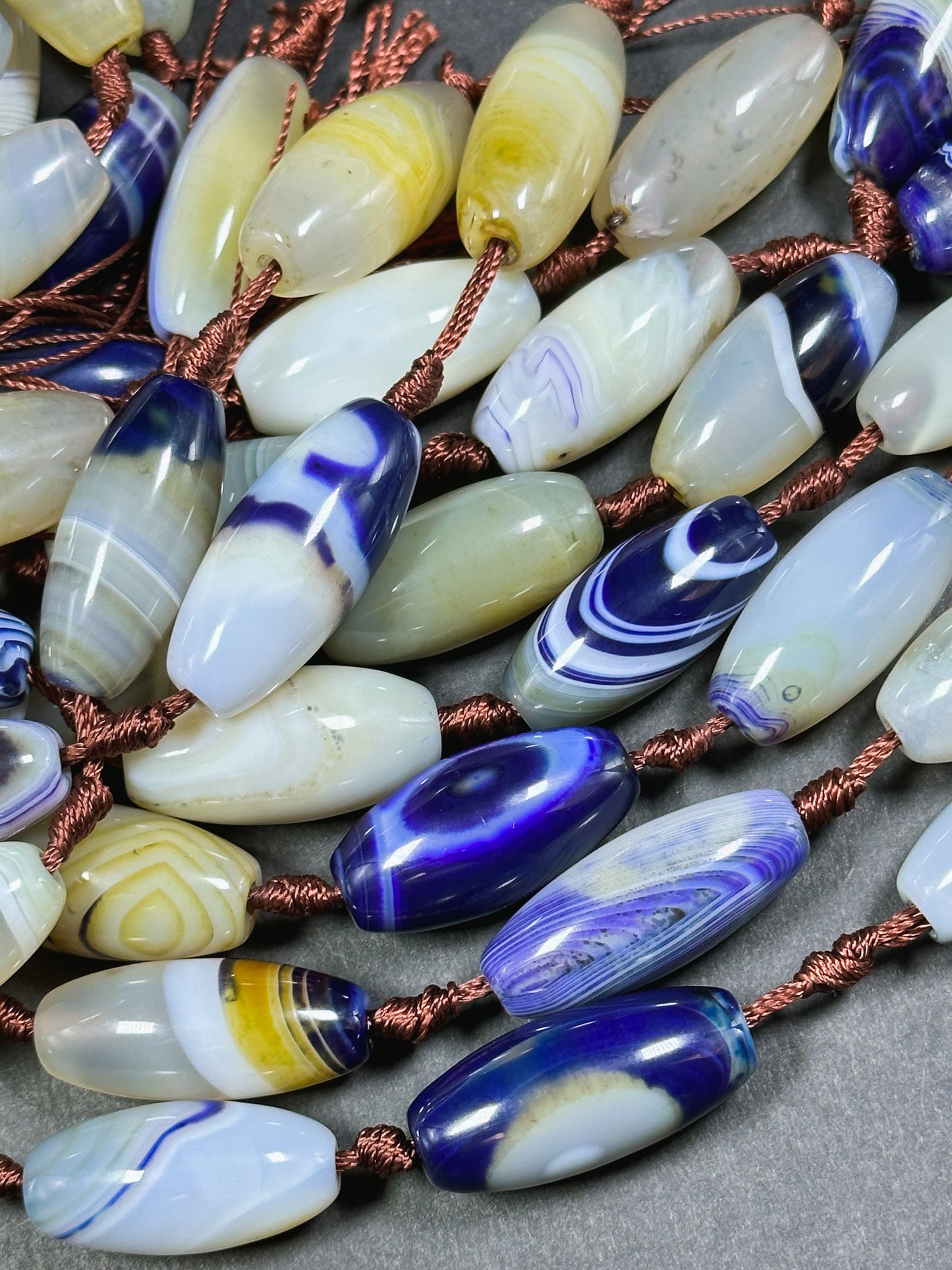 AAA Natural Botswana Agate Gemstone Bead 28x13mm Barrel Shape, Beautiful Purple Beige Color Botswana Agate, Great Quality Full Strand 15.5"