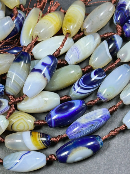 AAA Natural Botswana Agate Gemstone Bead 28x13mm Barrel Shape, Beautiful Purple Beige Color Botswana Agate, Great Quality Full Strand 15.5"