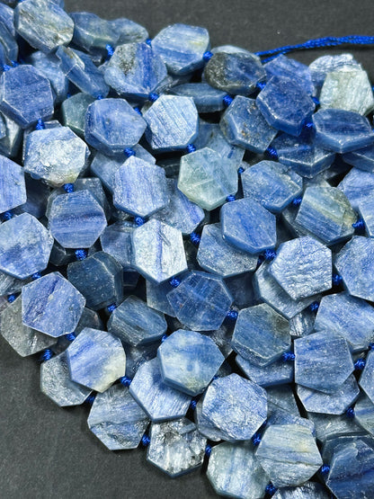 Natural Kyanite Gemstone Bead 14mm Hexagon Shape Bead, Beautiful Natural Blue Color Kyanite Gemstone Beads, Great Quality Full Strand 15.5"