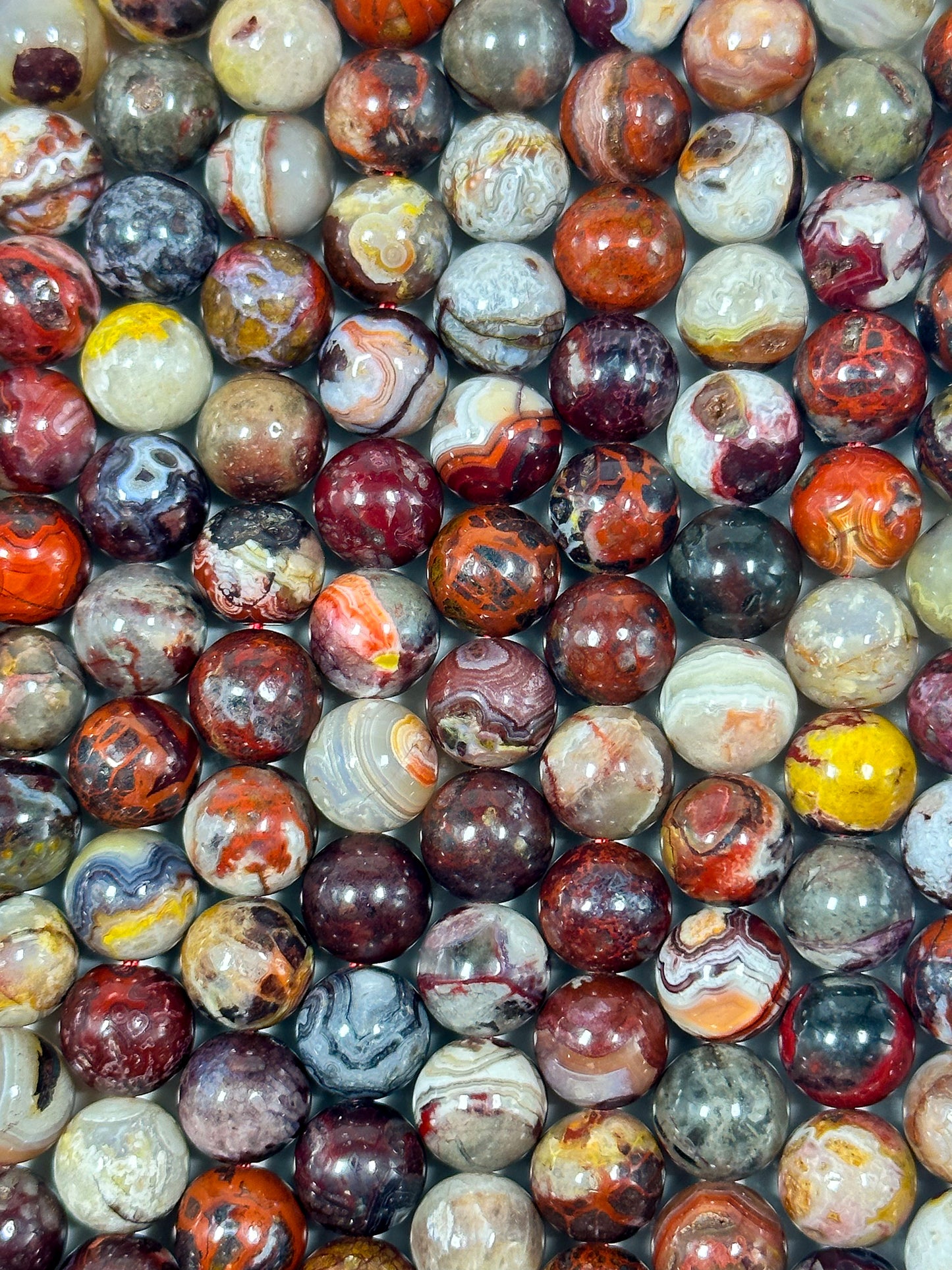 NATURAL Mexican Red Agate Gemstone Bead, 6mm 8mm 10mm Round Beads Beautiful Multicolor Red Gray Color Agate Beads Full Strand 15.5"