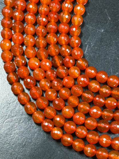 AAA Natural Carnelian Gemstone Bead Faceted 4mm 6mm 8mm 10mm 12mm Round Bead, Beautiful Natural Red Orange Carnelian Stone Bead 15.5" Strand