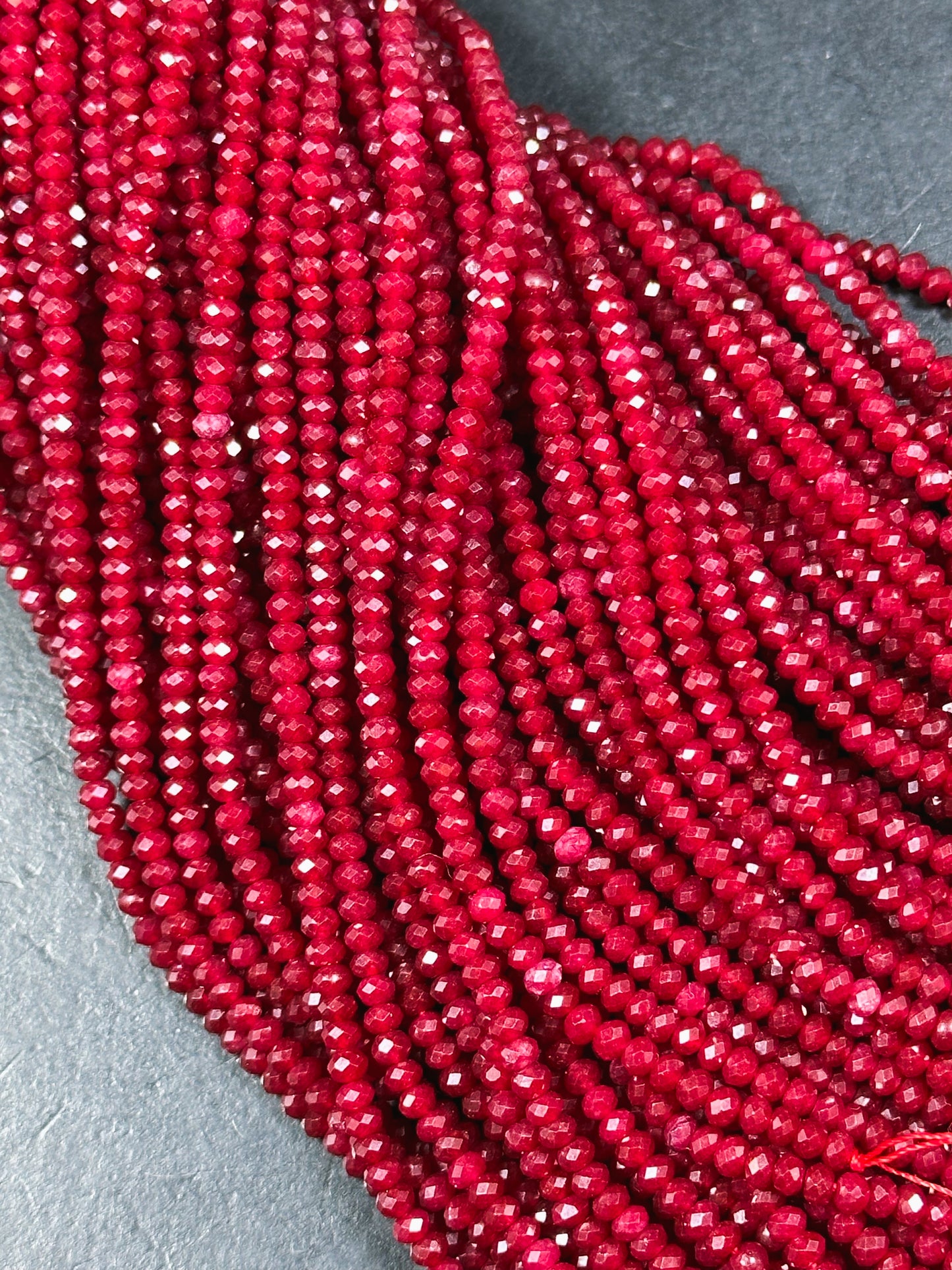 Natural Red Jade Gemstone Bead Faceted 3mm Bead, Gorgeous Natural Red Color Jade Bead Excellent Quality Full Strand 15.5"