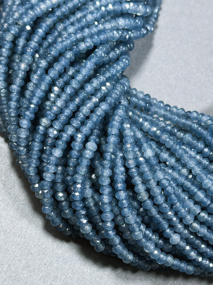 AAA Natural Sapphire Gemstone Bead Faceted 4x3mm Rondelle Shape, Beautiful Natural Blue Color Sapphire Beads, Excellent Quality 15.5" Strand