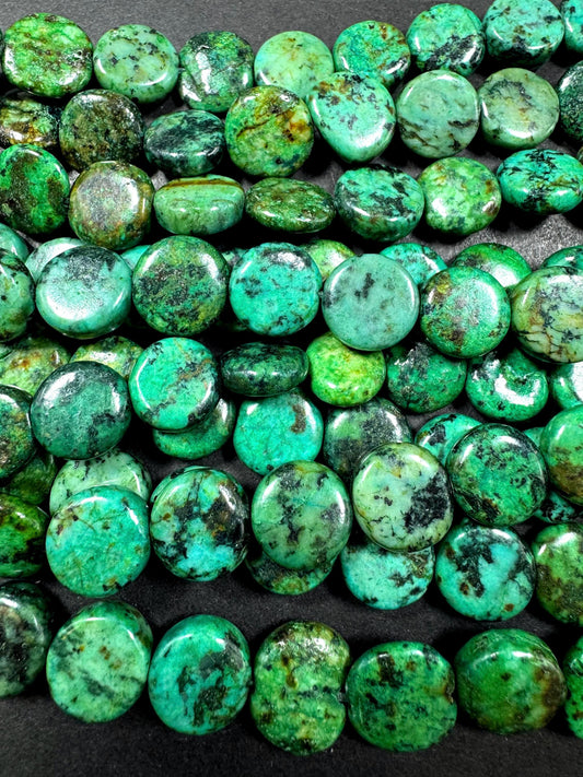 AAA Natural Africa turquoise gemstone bead. 14mm coin shape Africa turquoise beads . beautiful Natural color .full strand 15.5”