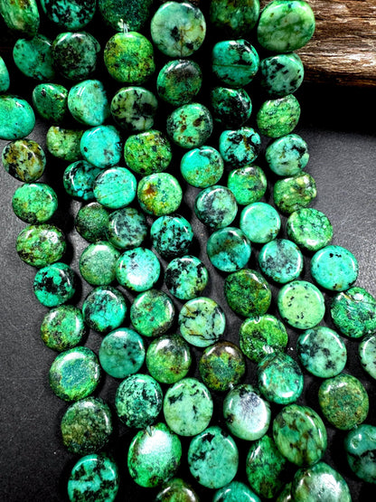 AAA Natural Africa turquoise gemstone bead. 14mm coin shape Africa turquoise beads . beautiful Natural color .full strand 15.5”