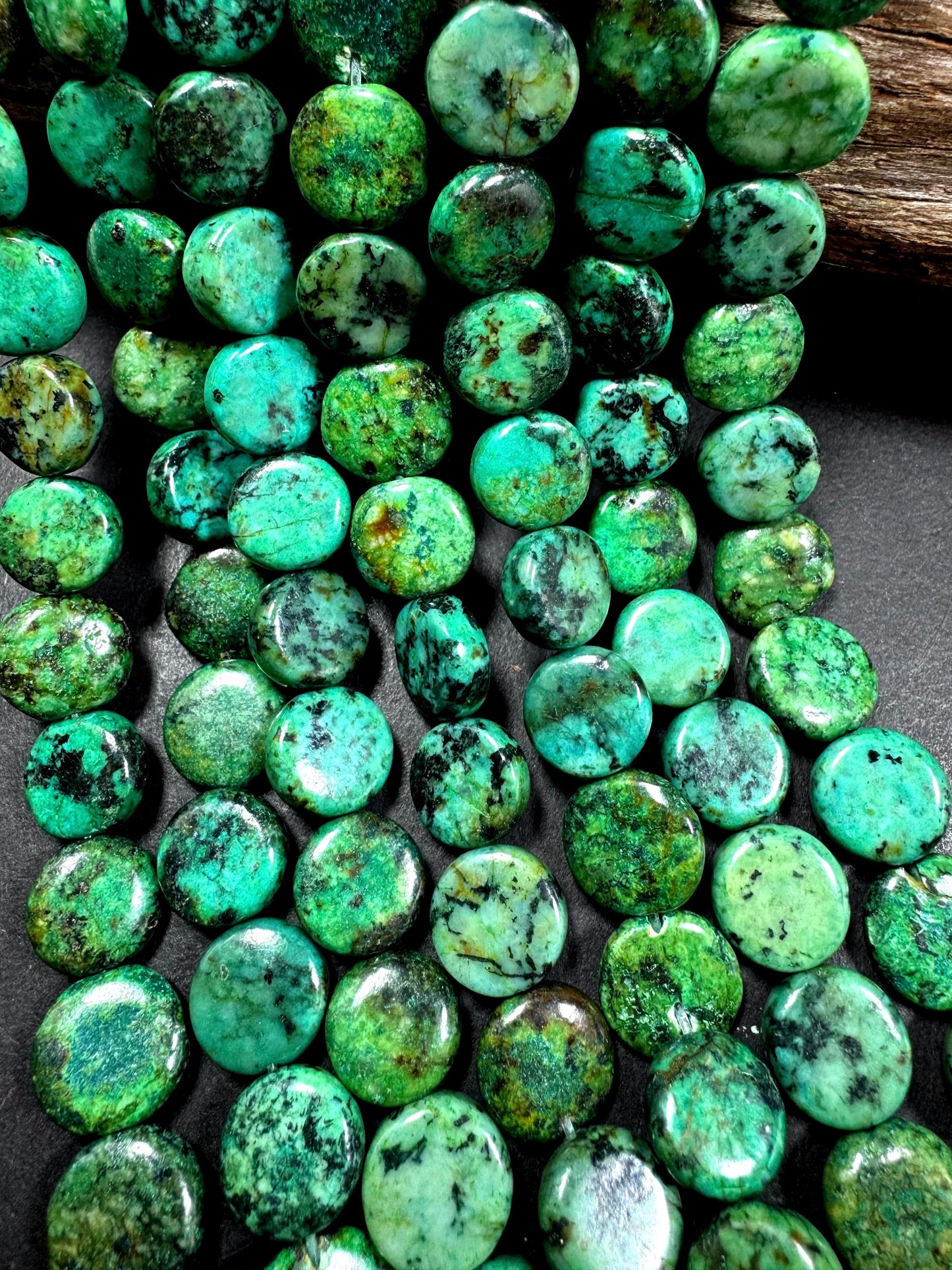 AAA Natural Africa turquoise gemstone bead. 14mm coin shape Africa turquoise beads . beautiful Natural color .full strand 15.5”