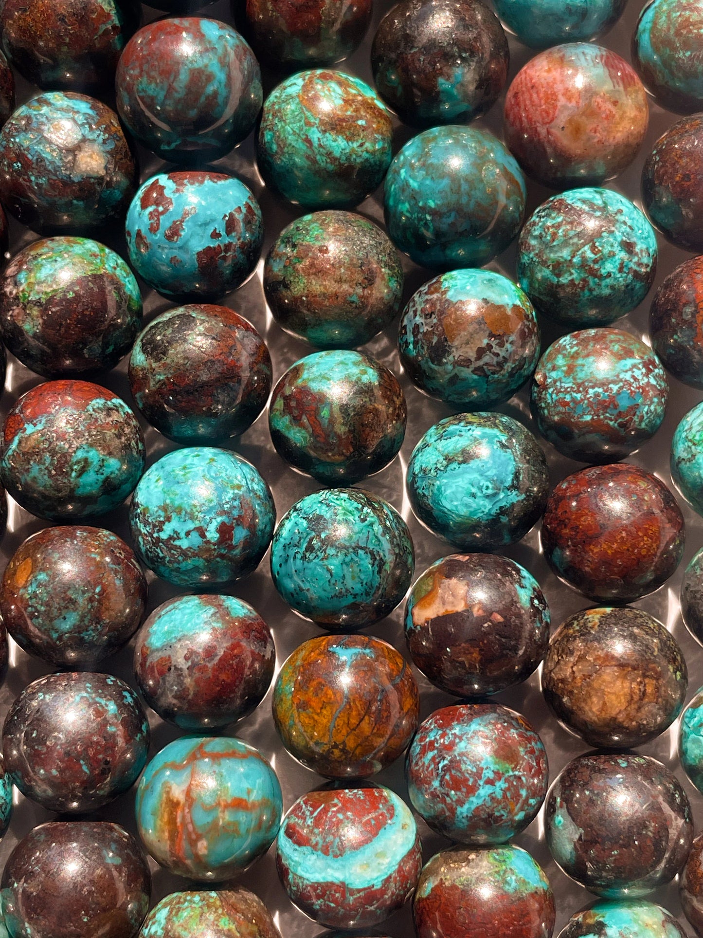 AAA Natural chrysocolla azurite gemstone round bead. 6mm 8mm 10mm round stone bead. Excellent quality. Natural turquoise blue color with brown
