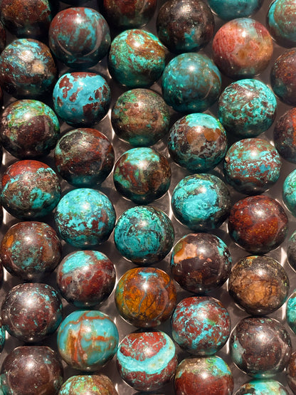 AAA Natural chrysocolla azurite gemstone round bead. 6mm 8mm 10mm round stone bead. Excellent quality. Natural turquoise blue color with brown
