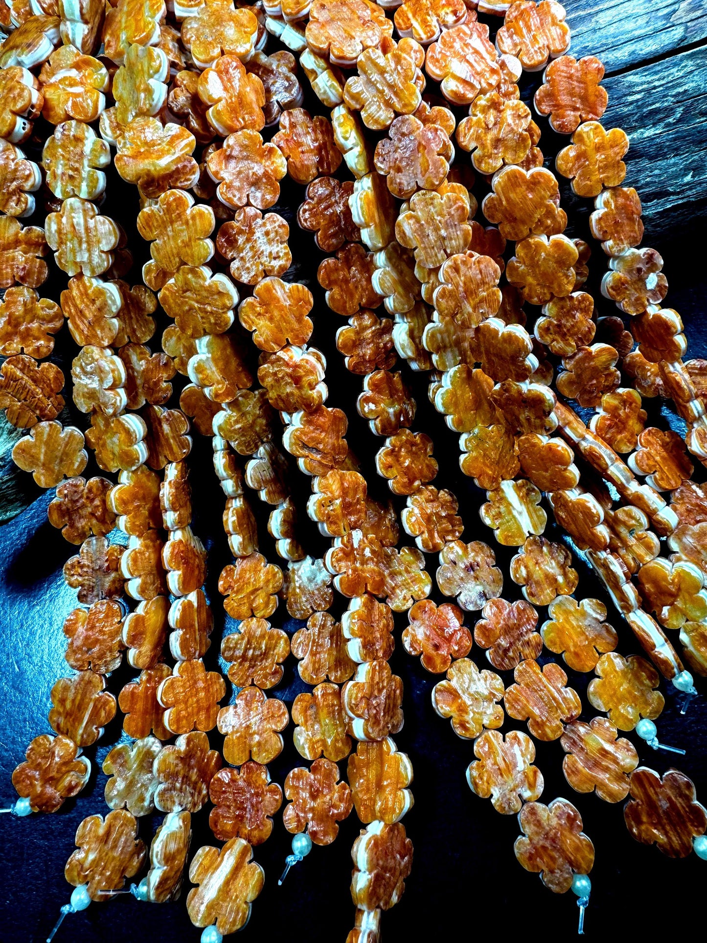 AAA Natural spiny oyster shell beads. Unique flower shape . Gorgeous natural orange yellow color . Excellent quality
