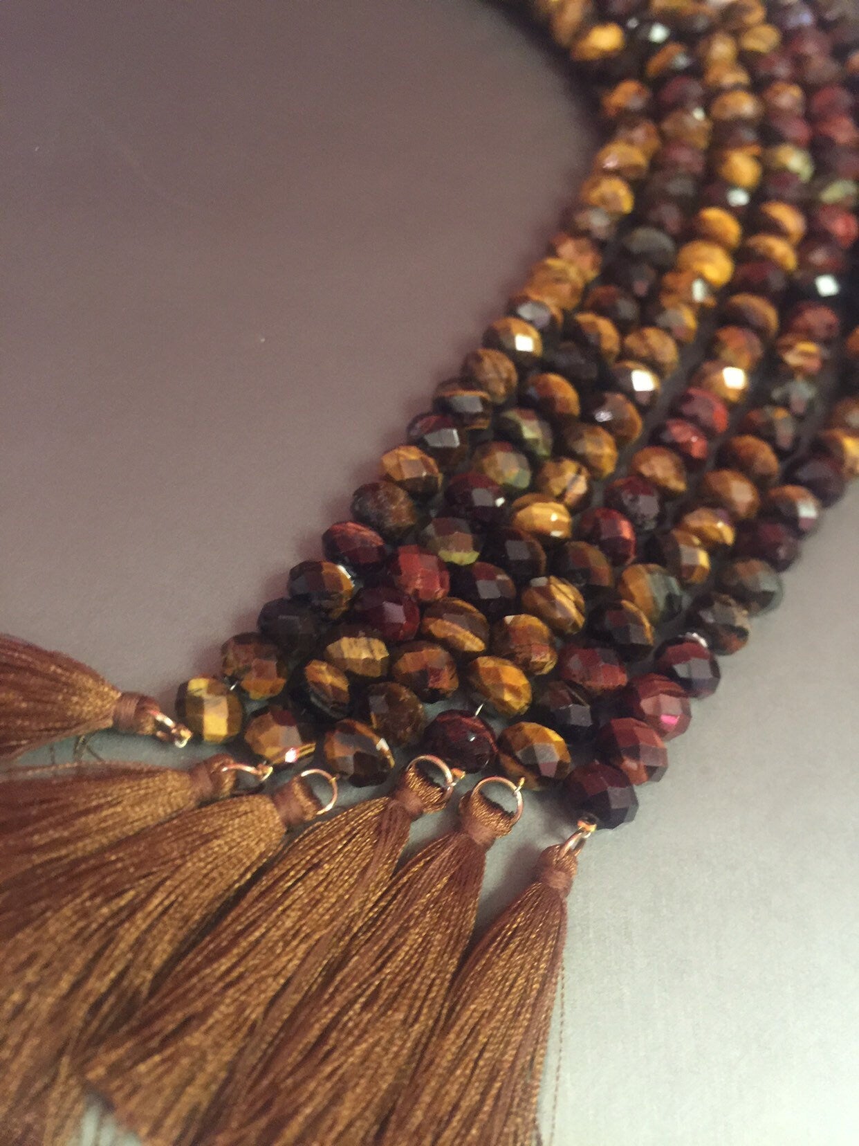 AAA tiger eye bead . Natural gemstone beads . 5x8mm Rondelle tiger eye bead . Faceted tiger eye bead . Beautiful natural color . 7.5” strand