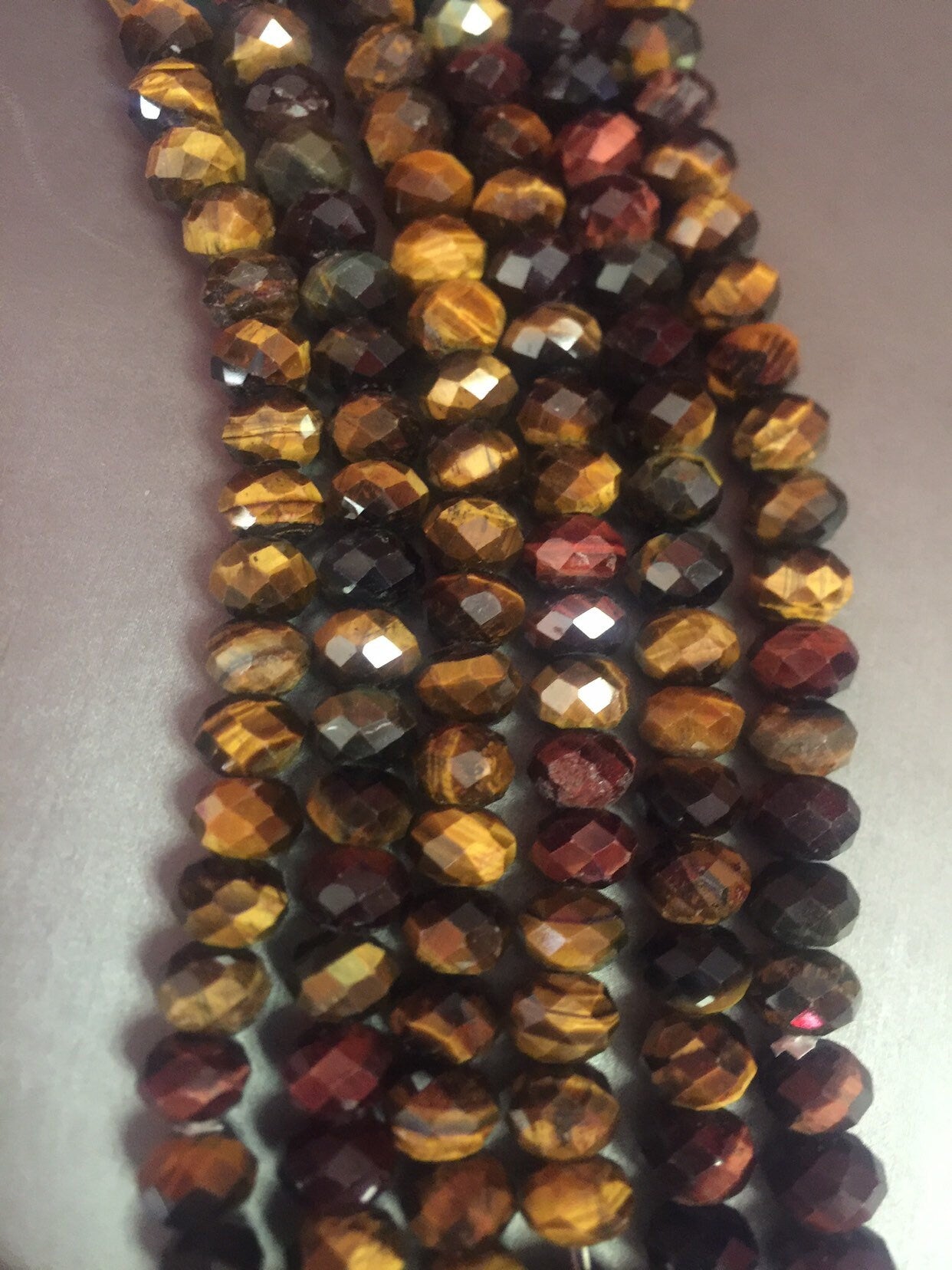 AAA tiger eye bead . Natural gemstone beads . 5x8mm Rondelle tiger eye bead . Faceted tiger eye bead . Beautiful natural color . 7.5” strand