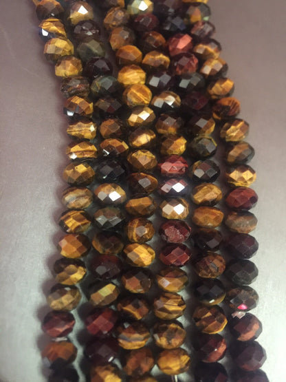 AAA tiger eye bead . Natural gemstone beads . 5x8mm Rondelle tiger eye bead . Faceted tiger eye bead . Beautiful natural color . 7.5” strand