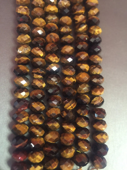AAA tiger eye bead . Natural gemstone beads . 5x8mm Rondelle tiger eye bead . Faceted tiger eye bead . Beautiful natural color . 7.5” strand