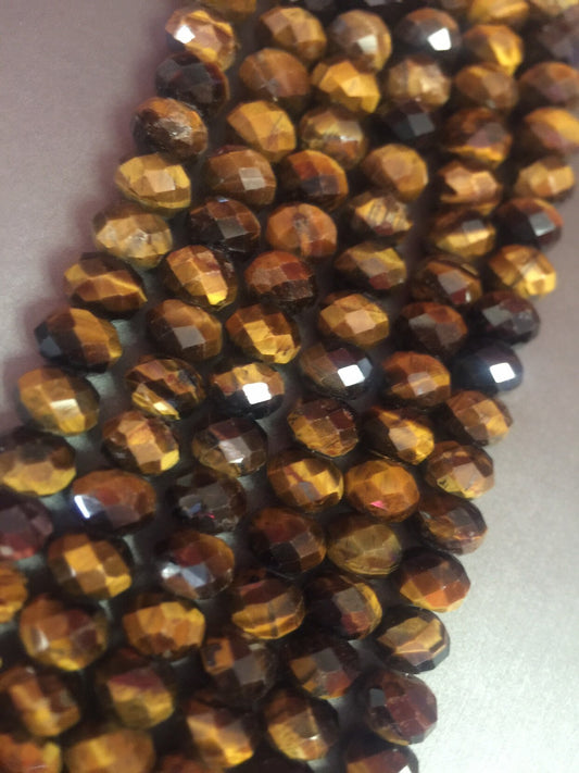 AAA tiger eye bead . Natural gemstone beads . 5x8mm Rondelle tiger eye bead . Faceted tiger eye bead . Beautiful natural color . 7.5” strand