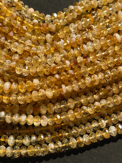 AAA Natural Citrine Gemstone Beads Faceted 5x8mm Rondelle Shape Bead, Beautiful Natural Orange Yellow Color Citrine, Excellent Quality 15.5"