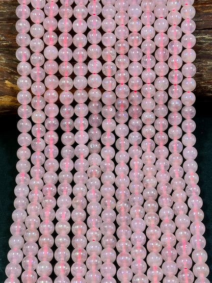 AAA Mystic Natural Rose Quartz Gemstone Bead 6mm 8mm 10mm Round Bead, Beautiful Natural Pink Color Rose Quartz Gemstone Bead 15.5" Strand