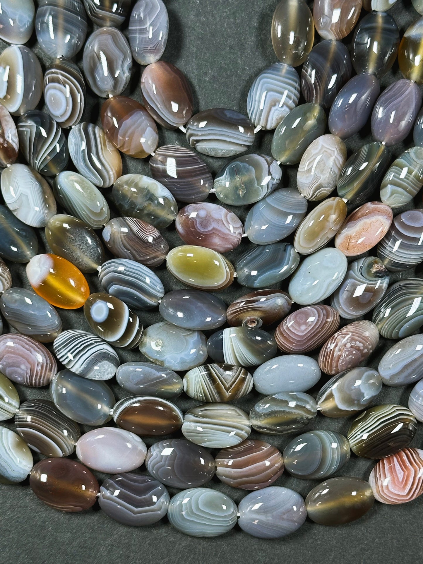 AAA Natural Botswana Agate Gemstone Bead 10x14mm Oval Shape, Beautiful Natural Gray Brown Color Agate, Excellent Quality Full Strand 15.5"