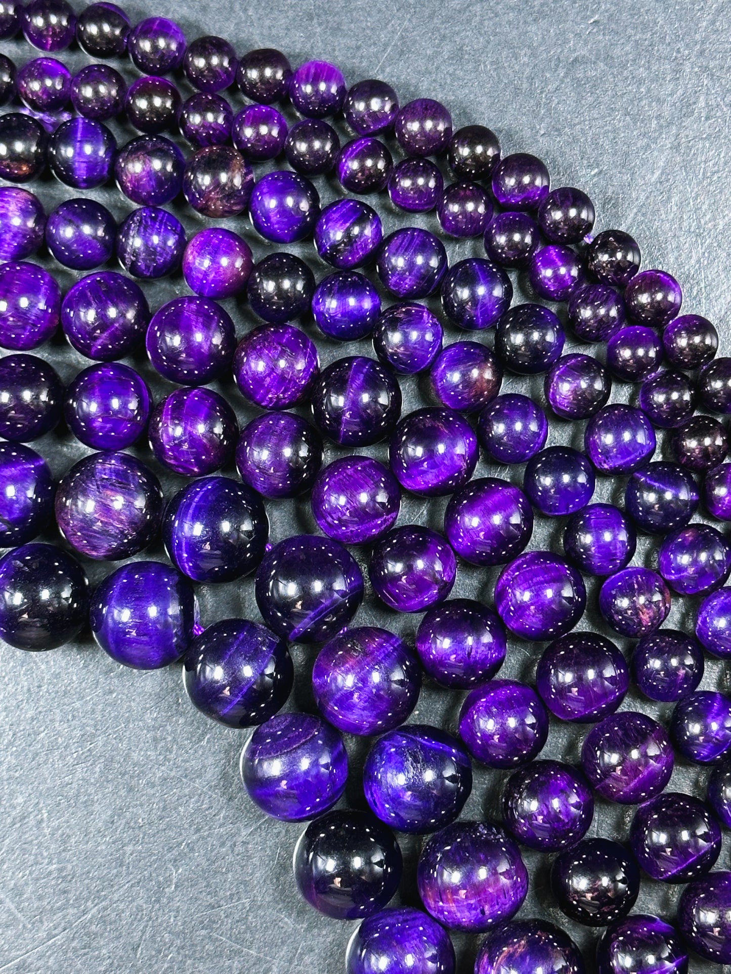 Natural Purple Tiger Eye Gemstone Bead 4mm 6mm 8mm 10mm 12mm Round Bead, Beautiful Purple Color Tiger Eye Gemstone Beads Full Strand 15.5"