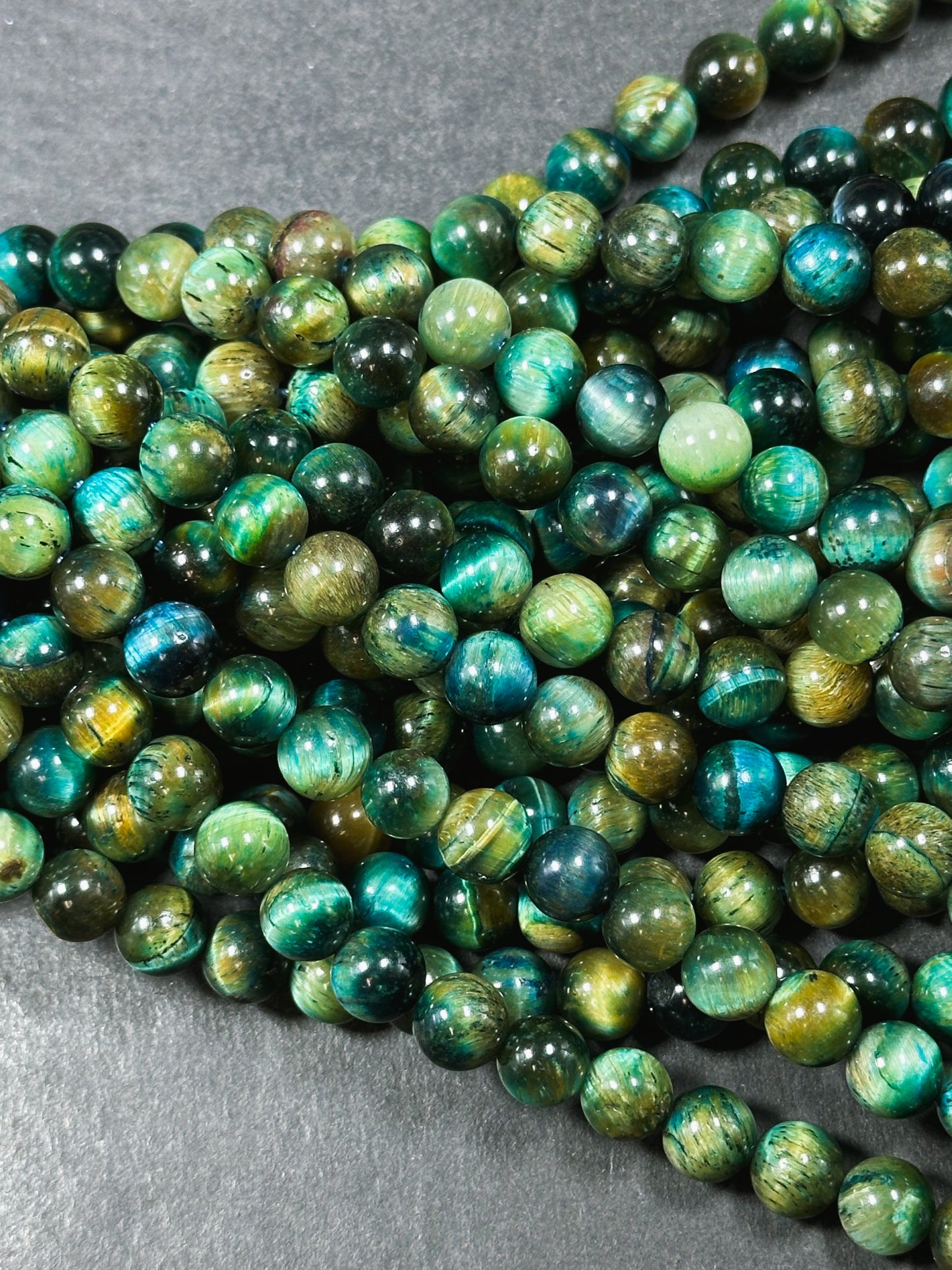 Beautiful Teal Honey Tiger Eye Gemstone 8mm Round Beads, Gorgeous Turquoise Blue Teal Honey Yellow Color Tiger Eye Gemstone Beads 15.5"