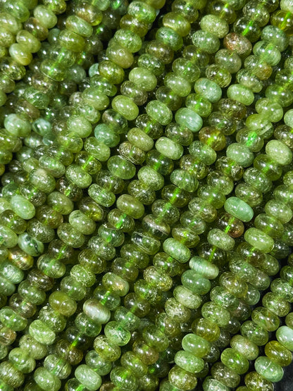 AAA Natural Green Garnet Gemstone Bead 4x2mm 6x3mm Rondelle Shape, Gorgeous Natural Green Color Garnet Bead, Excellent Quality Full Strand 15.5"